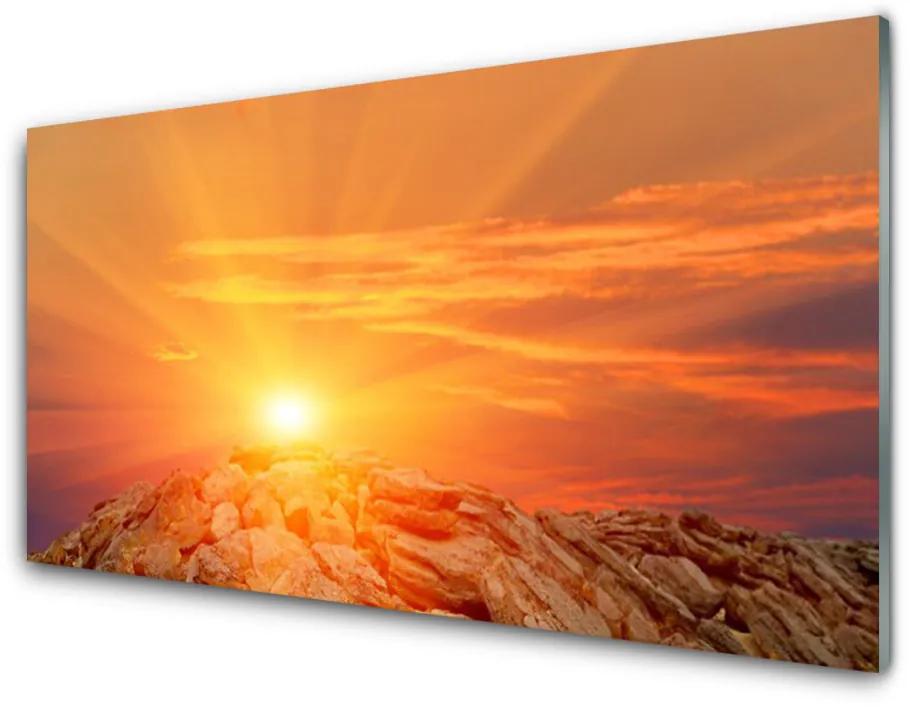 Skleneny obraz Slnko nebo hora krajina 100x50 cm