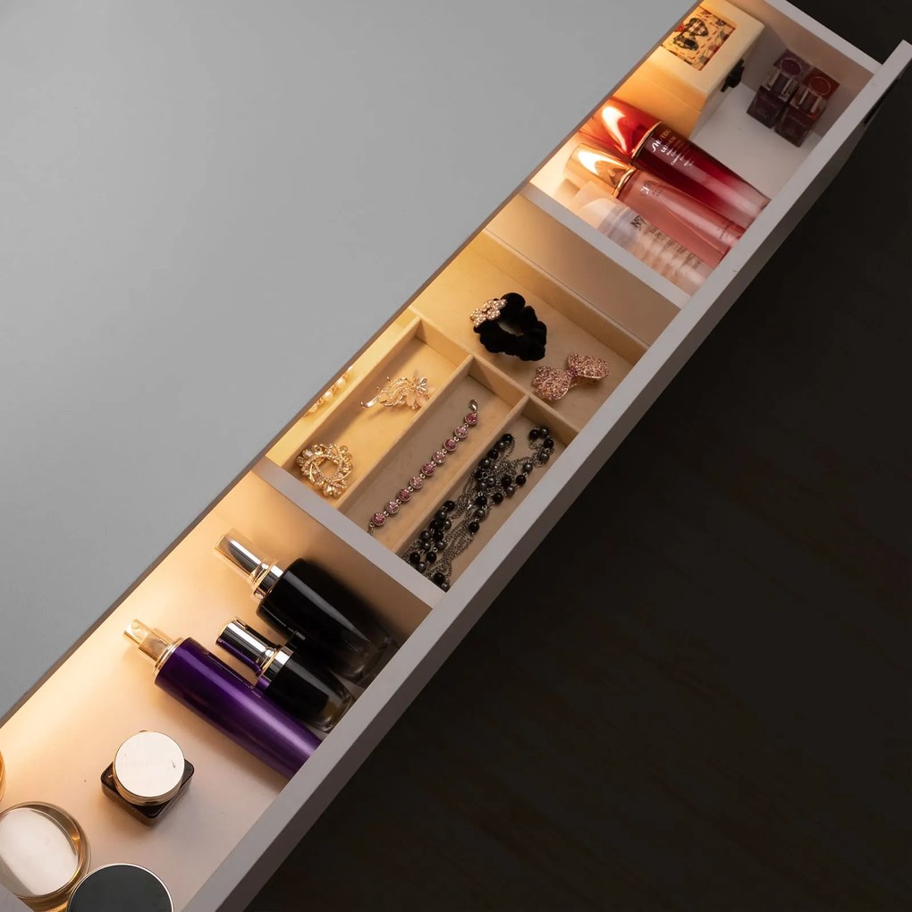 Toaletný stolík LUCIA s osvetlením 108x40x140cm, biela Jurhan