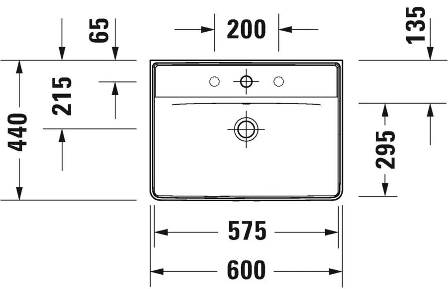 Duravit D-Neo - Umývadlo s prepadom 600x440 mm, biela 2366600000