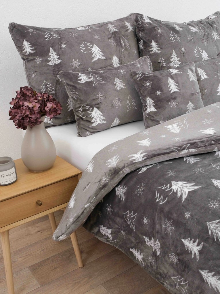 Obliečky mikroplyš Exclusive – Stromčeky sivá