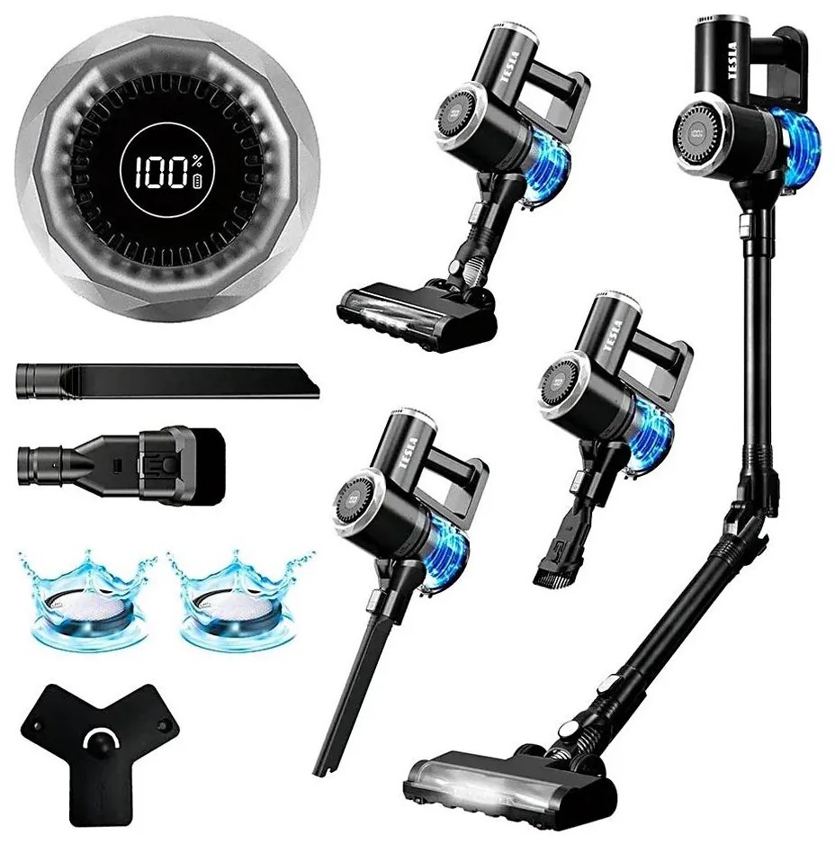 TESLA Electronics PureStar-Flexibilný bezdrôtový tyčový vysávač 2v1 150W/2200mAh