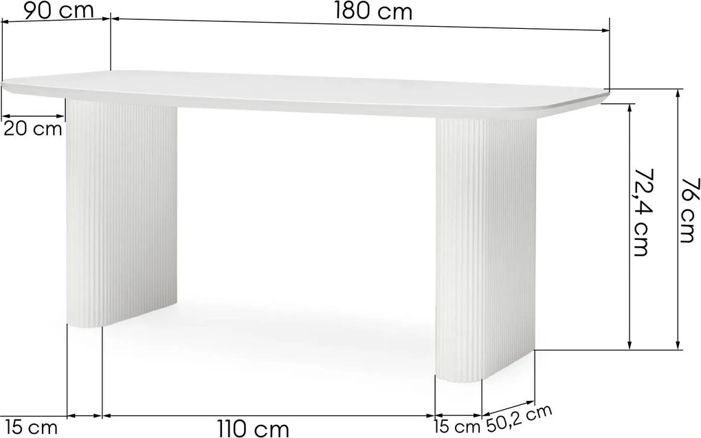 Jedálenský stôl Mesilla 180 cm biely
