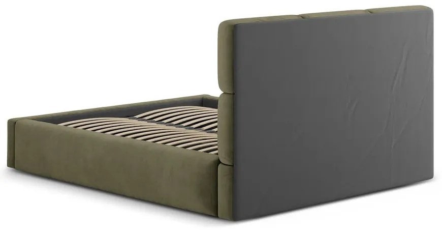 Zelená čalúnená dvojlôžková posteľ s úložným priestorom s roštom 140x200 cm Libera – Windsor &amp; Co Sofas