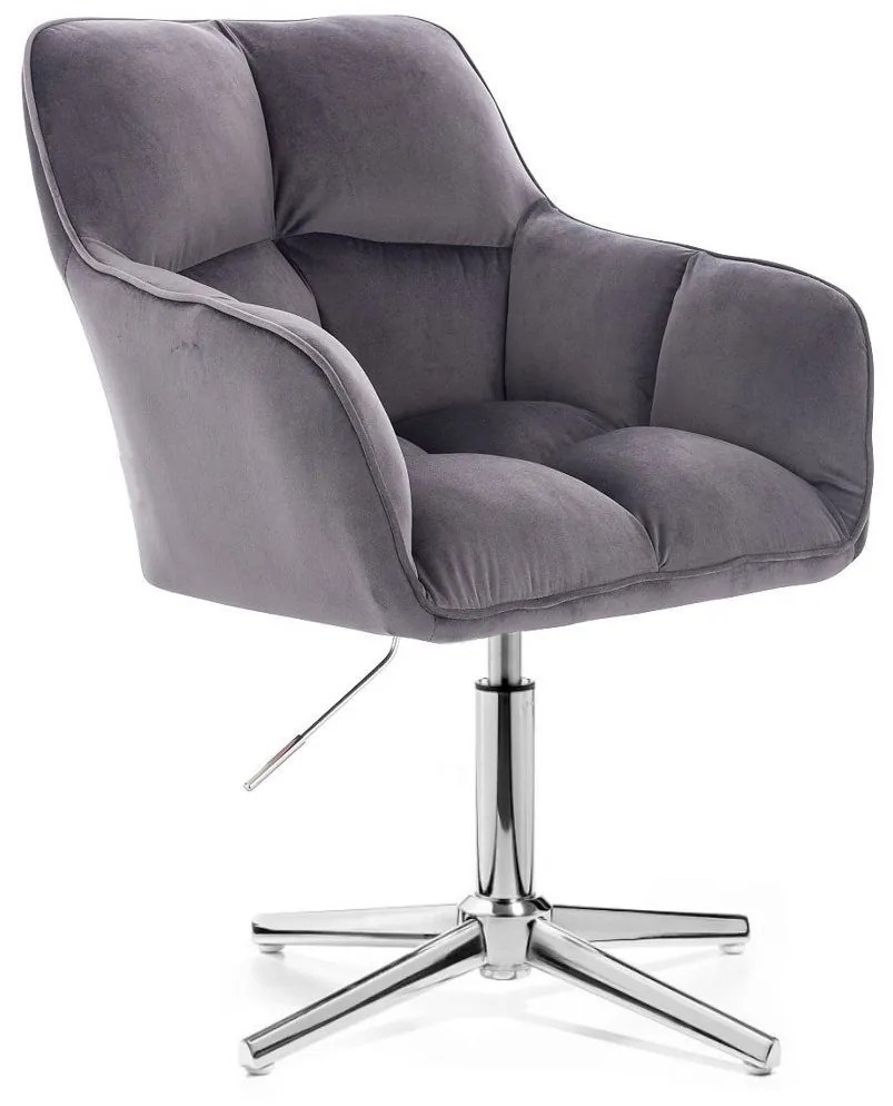LuxuryForm DESIGN Kreslo AMALFI VELUR na striebornom kríži - tmavosivé