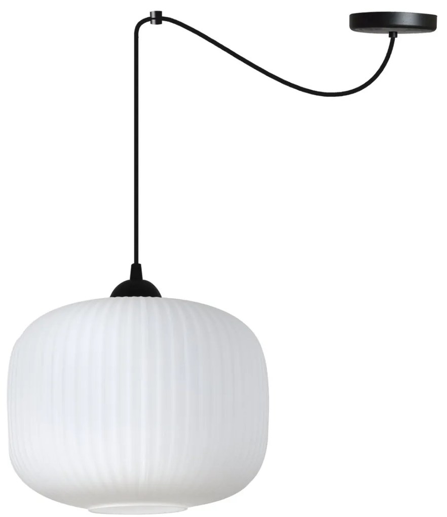 Závesné svietidlo Riffle Spider 3, 1x biele sklenené tienidlo, b