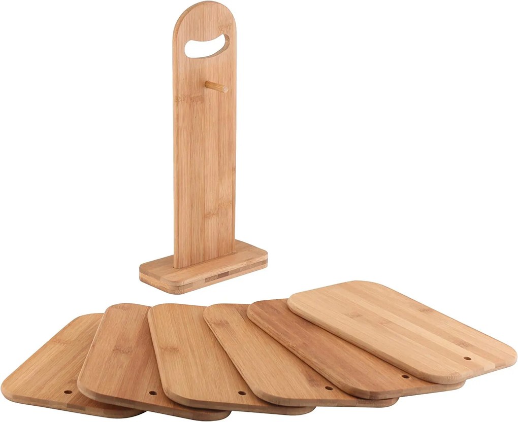 Kesper Súprava 6 drevených doštičiek na stojane, akáciové drevo (23x15x1cm)