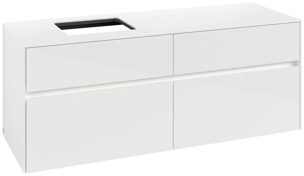 VILLEROY &amp; BOCH Collaro závesná skrinka pod umývadlo na dosku (umývadlo vľavo), 4 zásuvky, s LED osvetlením, 1400 x 500 x 548 mm, Glossy White, C132B0DH