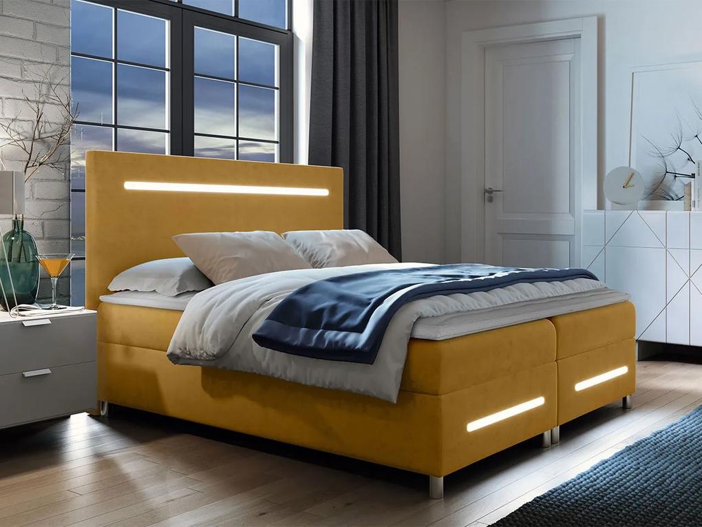 Kontinentálna posteľ Trunida LED, Rozmer postele: 160x200, Dostupné poťahy: Fresh 37