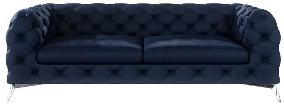 Tmavomodrá zamatová pohovka 225 cm Chelsea – Ropez