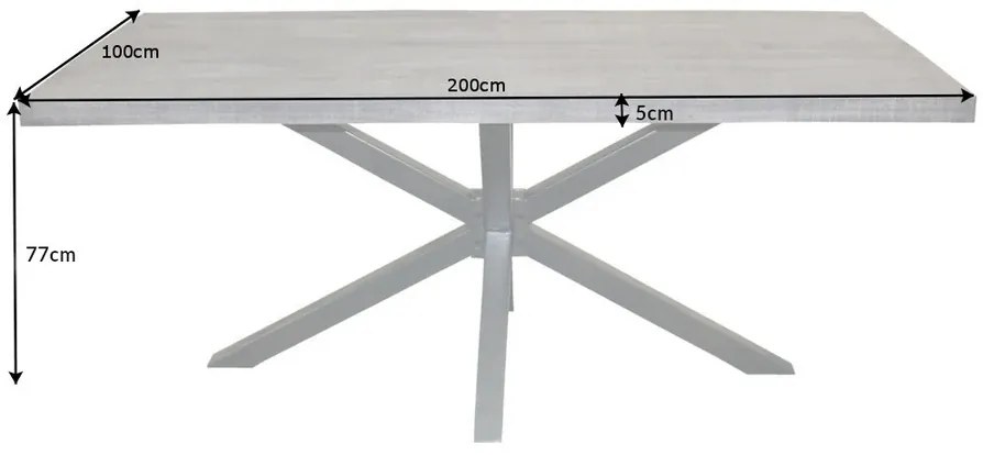 Jedálenský stôl Galaxy 200cm mango sivá