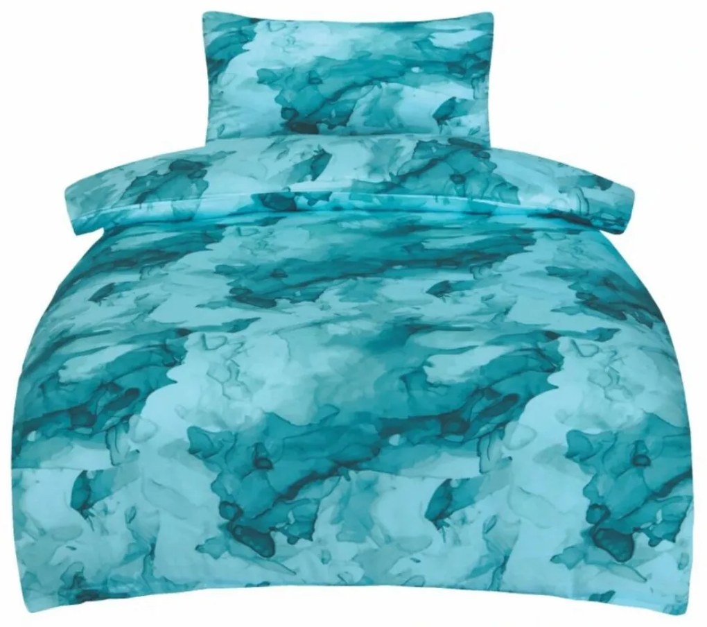 Obliečky bavlnený satén Minerál tyrkys 200x140cm+90x70cm TiaHome