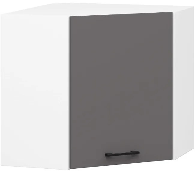 Rohová horná kuchynská skrinka OLIWIA W60/60N H580 biela / grafitová / sivá