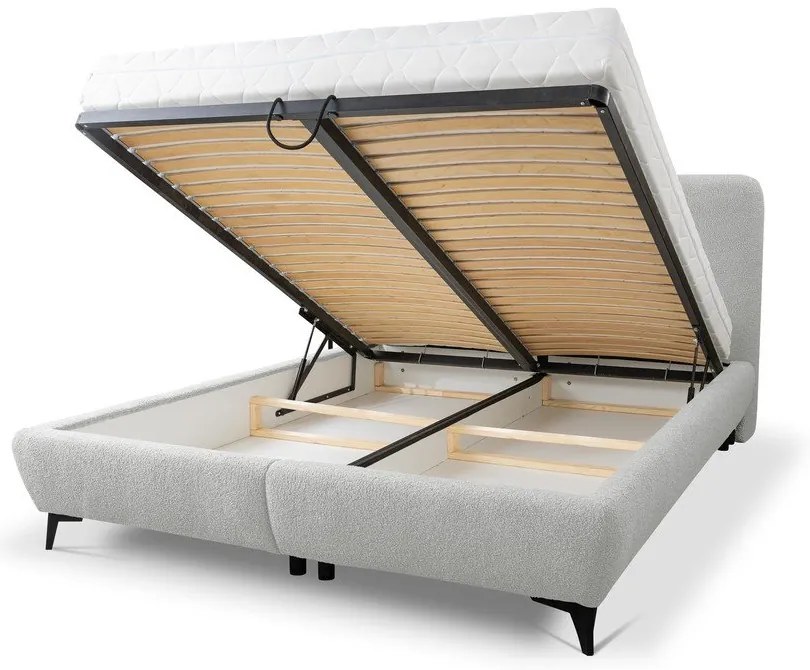 Svetlosivá čalúnená dvojlôžková posteľ s úložným priestorom s roštom 160x200 cm Makapu – Makamii