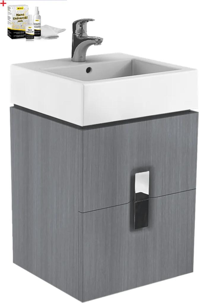 Kúpeľňová skrinka s umývadlom Kolo Twins 50x57 cm v prevedení grafit strieborný SIKONKOTW502SG