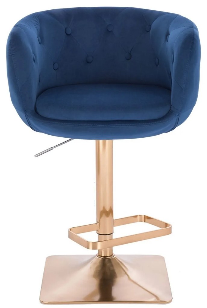 LuxuryForm DESIGN Barová stolička MONTANA VELUR na zlatej hranatej podstave - modrá