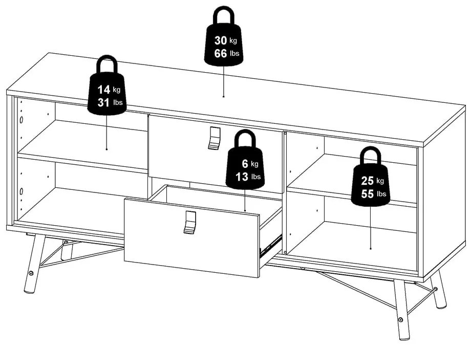 Komoda v dekore duba v prírodnej farbe 150x72x40 cm Ry – Tvilum