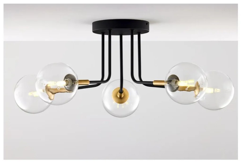 Jupiter 2040 - Luster na tyči BURANO 5xG9/10W/230V čierna/zlatá/číra