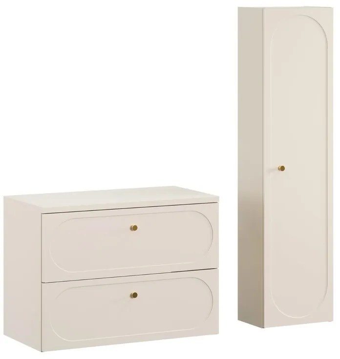 Kúpeľňová zostava s doskou a skrinkami Donna 80 cm piesková