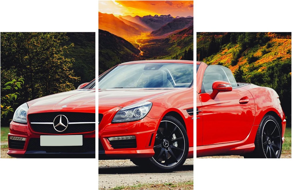 Obraz - červený Mercedes (90x60 cm)