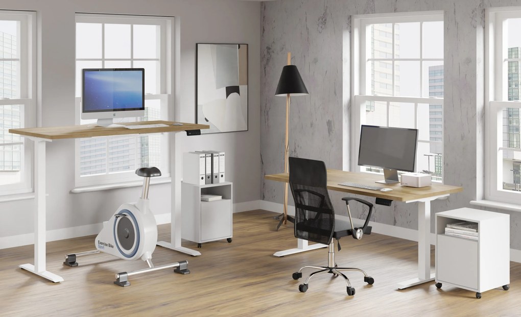 Elektrický PC stolík Natura 160 (dub + biela). Akcia -20%. Vlastná spoľahlivá doprava až k Vám domov. 1124884