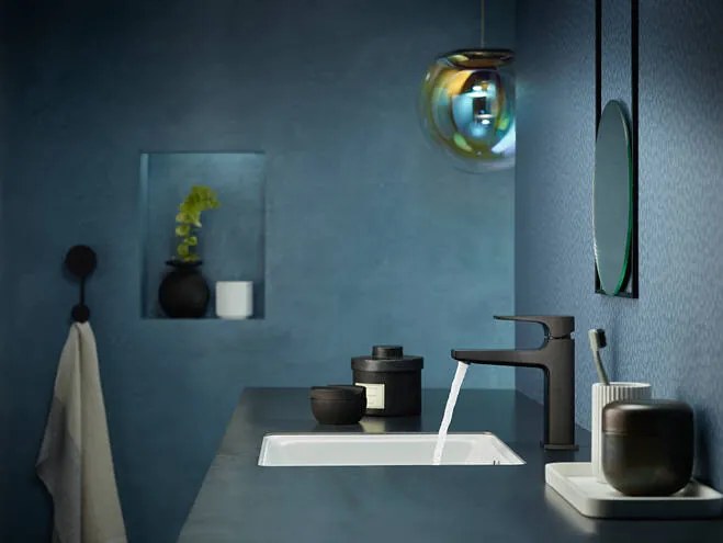 Hansgrohe Metropol, umývadlová batéria 110 s výpustom Push-Open, kefovaná čierná chrómová, HAN-32507340