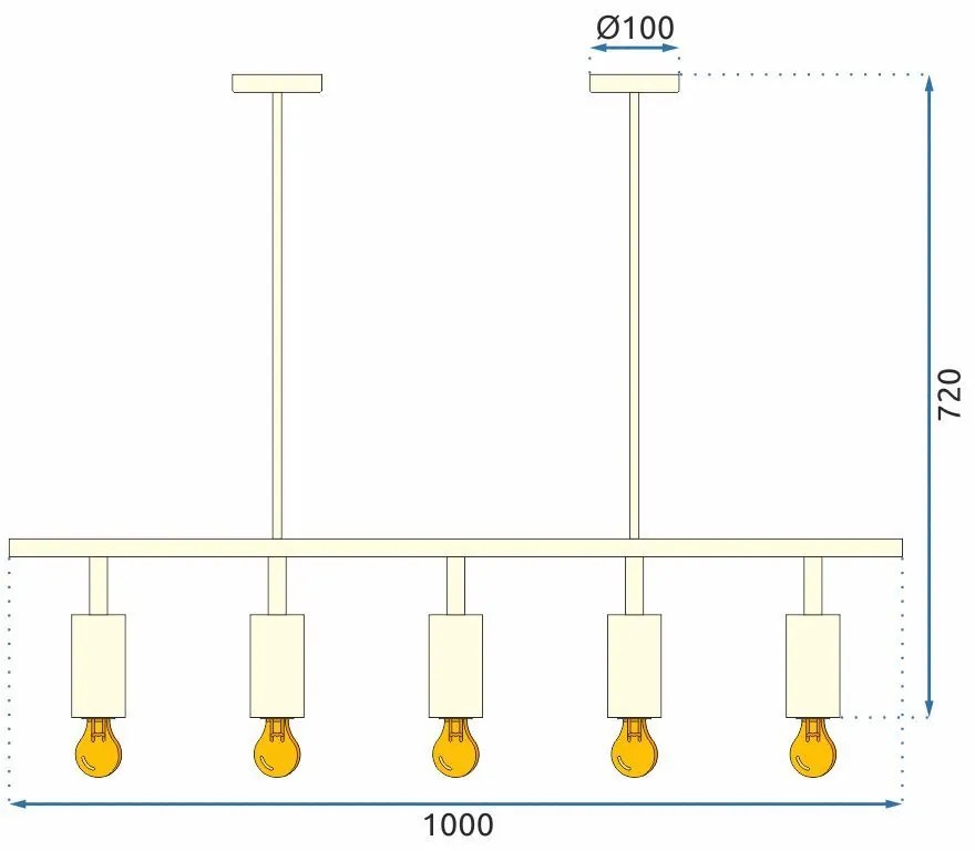 Toolight - Stropná lampa 5xGU10, APP210-3CPR, čierna, OSW-03400