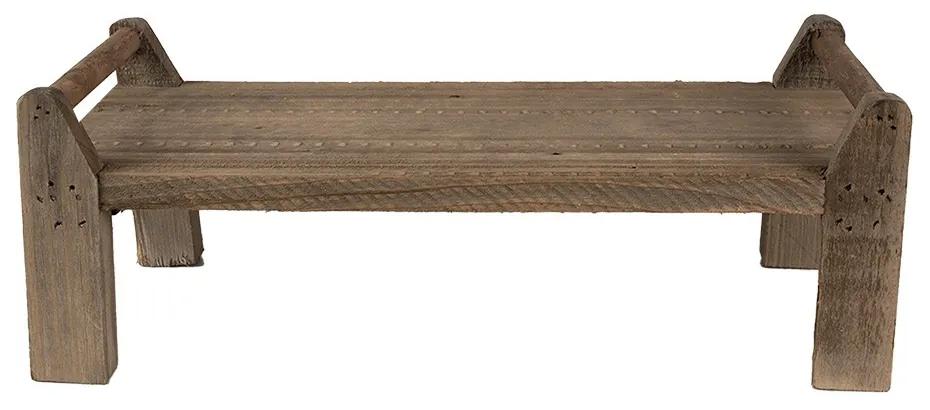 Hnedý dekoračný kvetinový drevený obdĺžnikový stolík - 40*17*14 cm