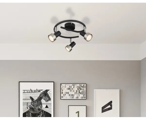 Globo 57917-3N - Bodové svietidlo MASON 3xGU10/25W/230V čierna/strieborná