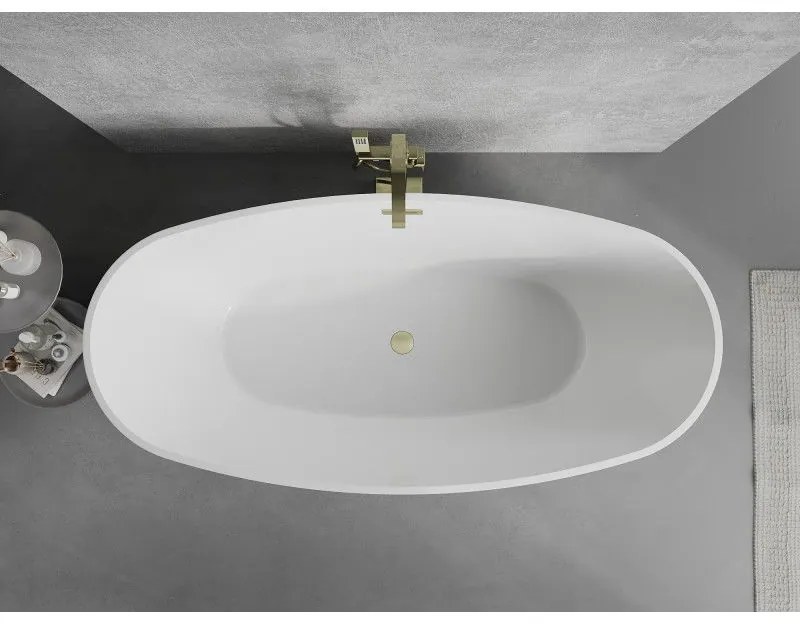 Mexen Lira, voľne stojaca vaňa, vzor, 170 × 80 cm, biela lesklá, zlatý matný prepad, 52831708000-55