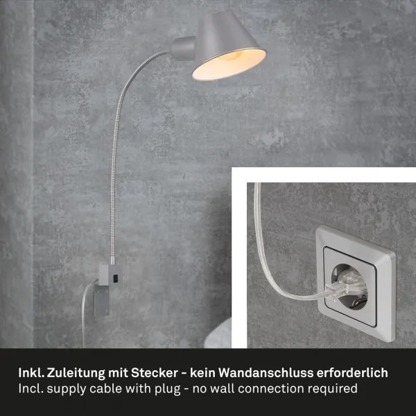 Briloner 2079-014 - Nástenná flexibilná lampa 1xE27/10W/230V strieborná