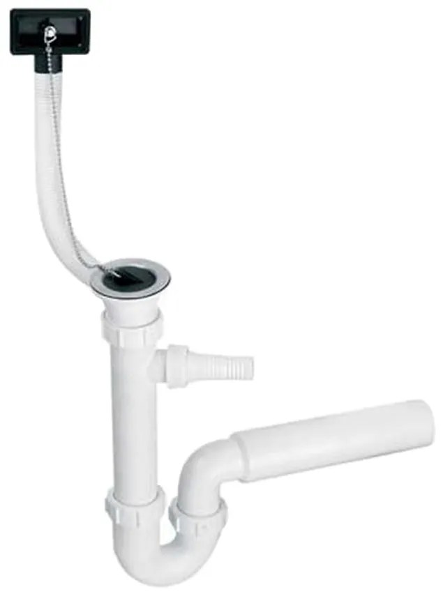 Sifón drezový rúrový s pripojením na práčku/umývačky riadu s vodorovným výtokom