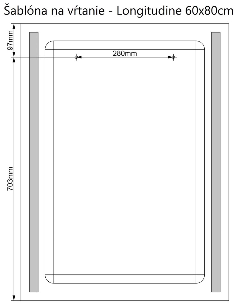 LED zrkadlo Longitudine 60x80cm neutrálna biela - diaľkový ovládač Farba diaľkového ovládača: Čierna