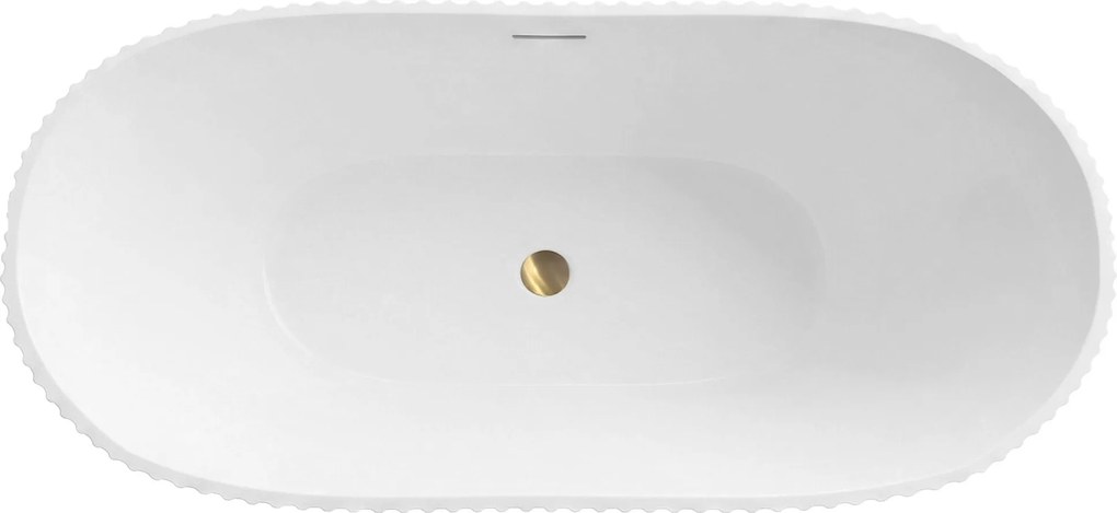 Rea Atena, voľne stojaca vaňa 1700x730x710 mm, biela, čierny click-clack, KPL-W6127