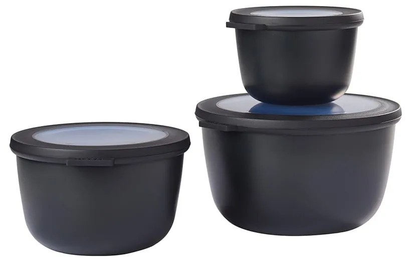 Potravinové škatuľky v súprave 3 ks Nordic black – Mepal