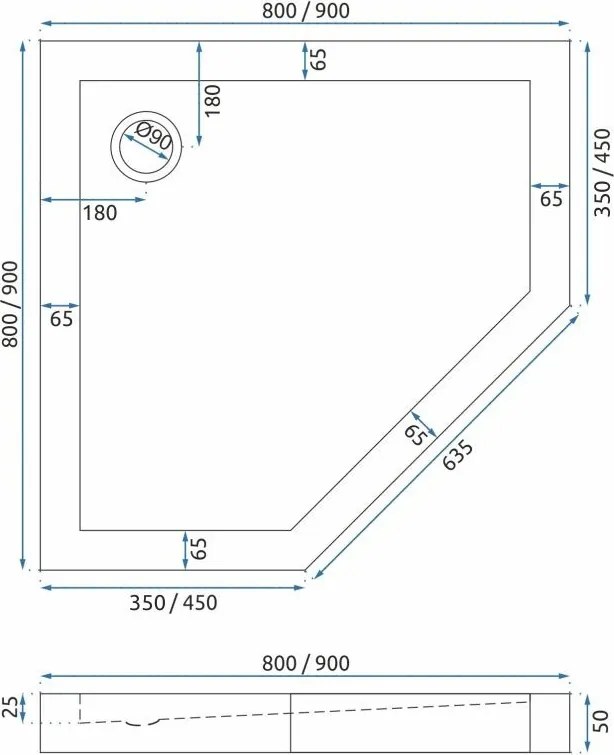 Päťuholníkový sprchový kút REA DIAMOND 90x90 cm, zlatý/transparent + vanička Diamond čierna