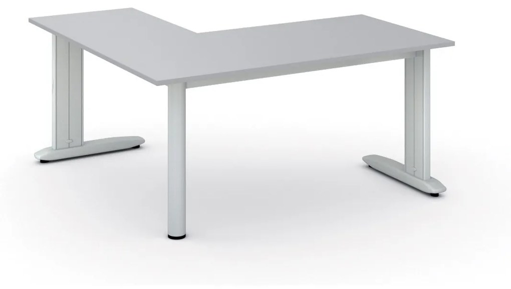 Rohový kancelársky písací stôl PRIMO FLEXIBLE, 1600 x 1600 mm, sivá