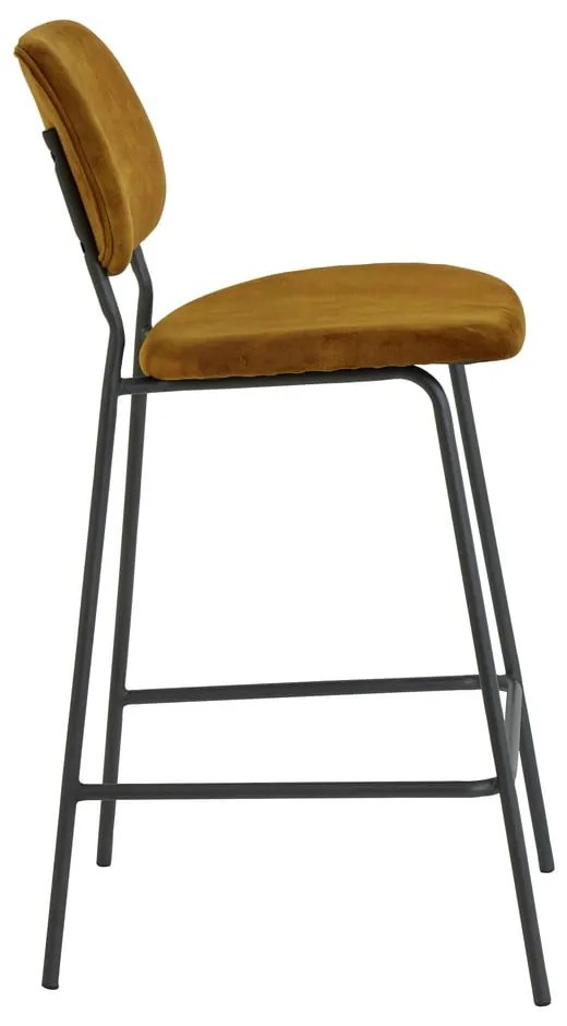 Zamatová barová stolička v horčicovej farbe 92 cm Emma - Light & Living