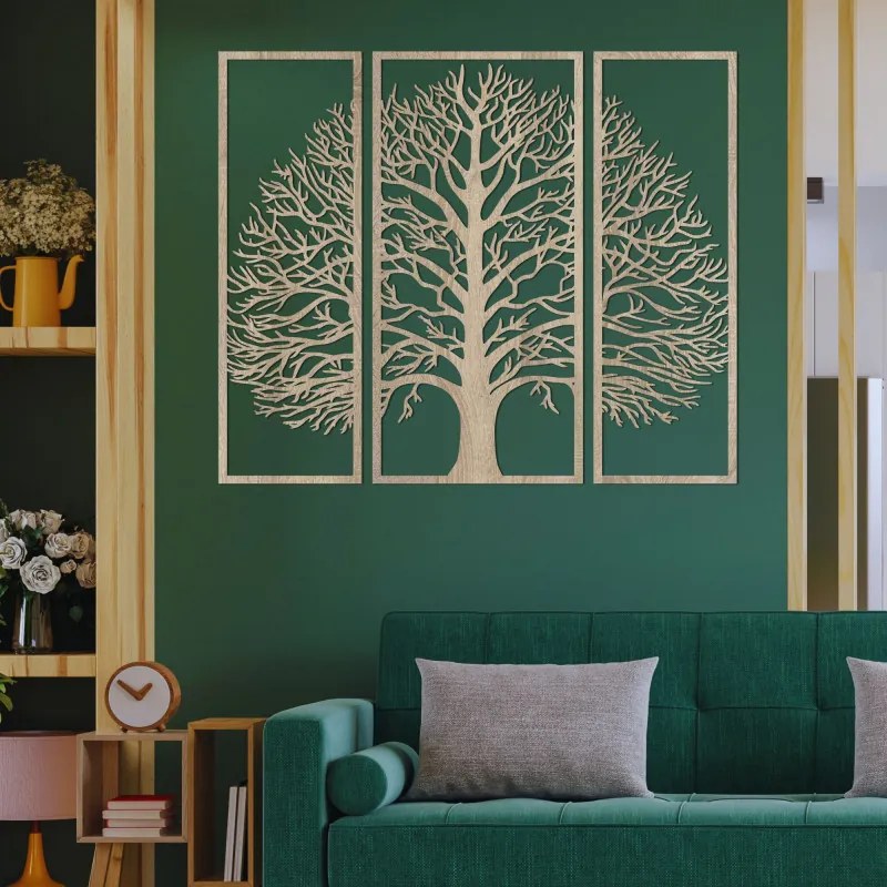 Drevený obraz Strom života, 3-dielny drevený obraz | SENTOP HDF0179-akcia20
