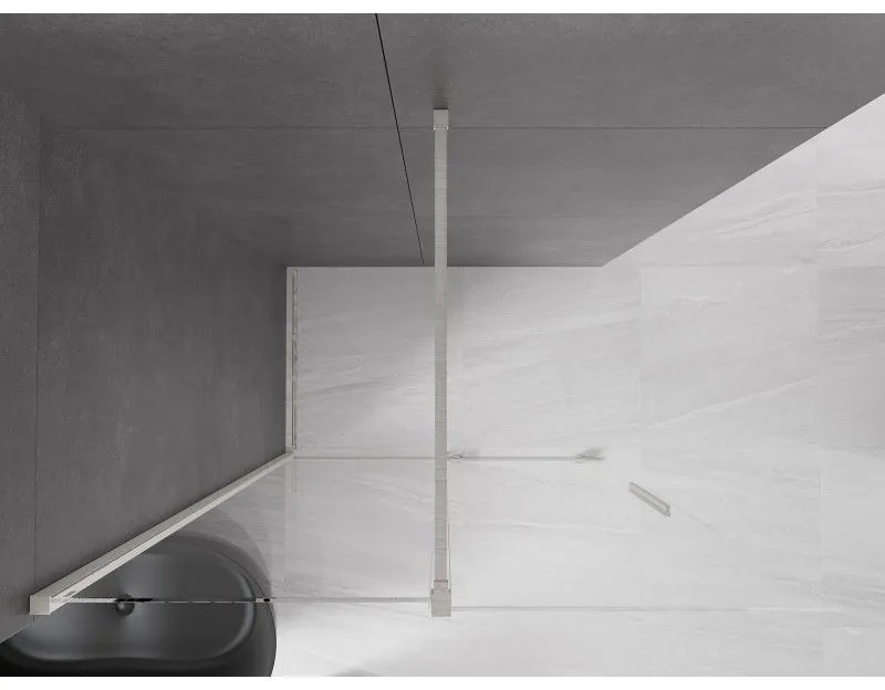 Mexen Velar, sprchová zástena s posuvnými dverami Walk-in 130 x 200 cm, 8mm číre sklo, brúsená oceľ, 871-130-000-03-97