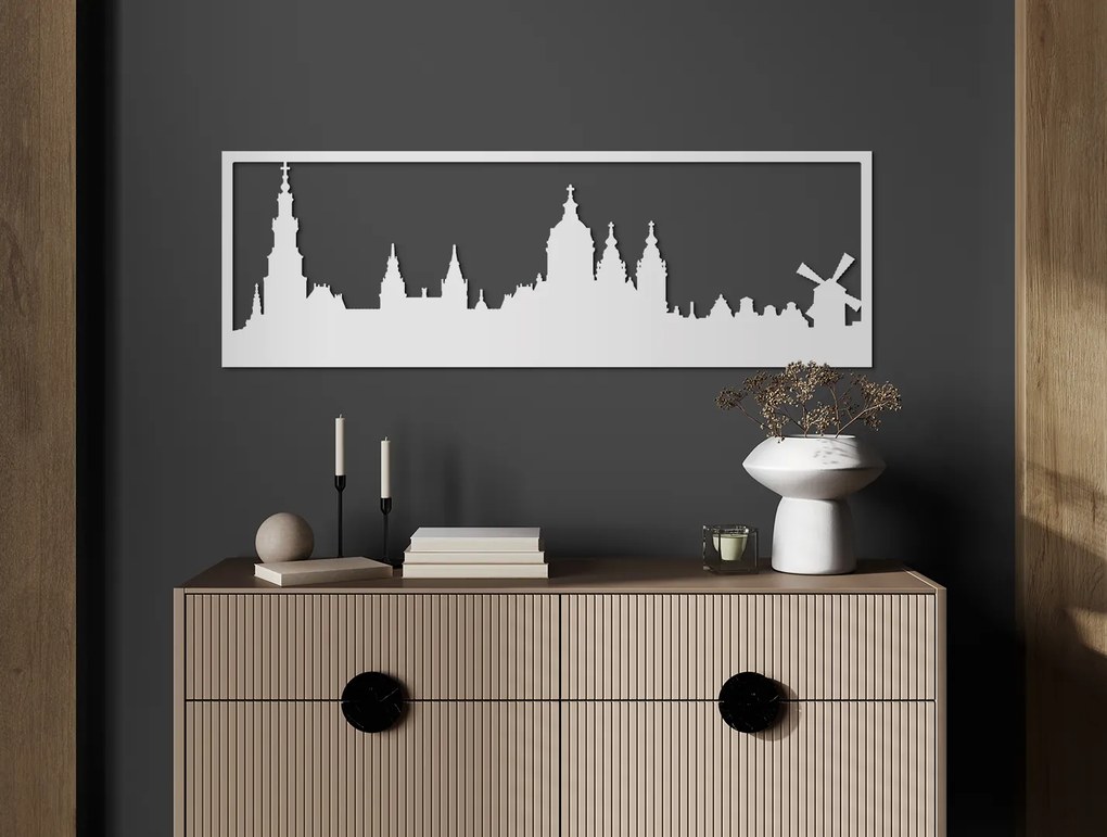 drevko Obraz Amsterdam panoráma Rozmer obrazu: 29,5 x 89 cm, Farba dekorácie: Čierna