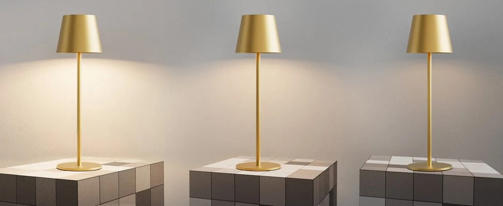 Toolight Toolight, dotyková LED nočná stolná lampa 5W, 3 farby svetla, USB napájanie, APP1367-T GOLD, zlatá matná, OSW-08629