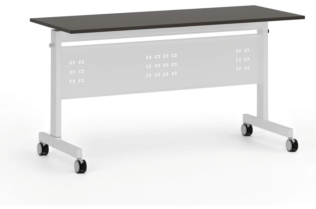 Mobilný stôl PRIMO MOBI, 1400 x 600 mm, biela podnož, wenge