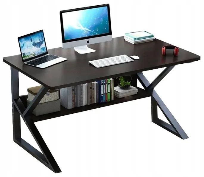 E-CARLA Počítačový stôl s policou 100x60cm - čierny