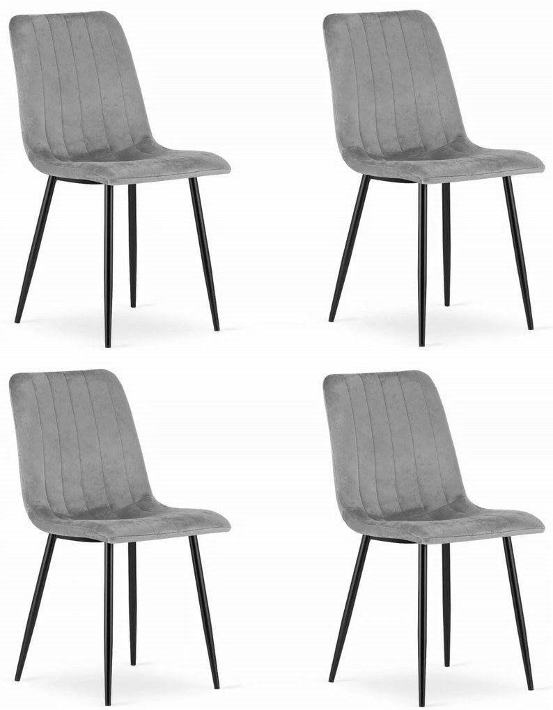 Set 4 kresiel LAVA - svetlosivý zamat
