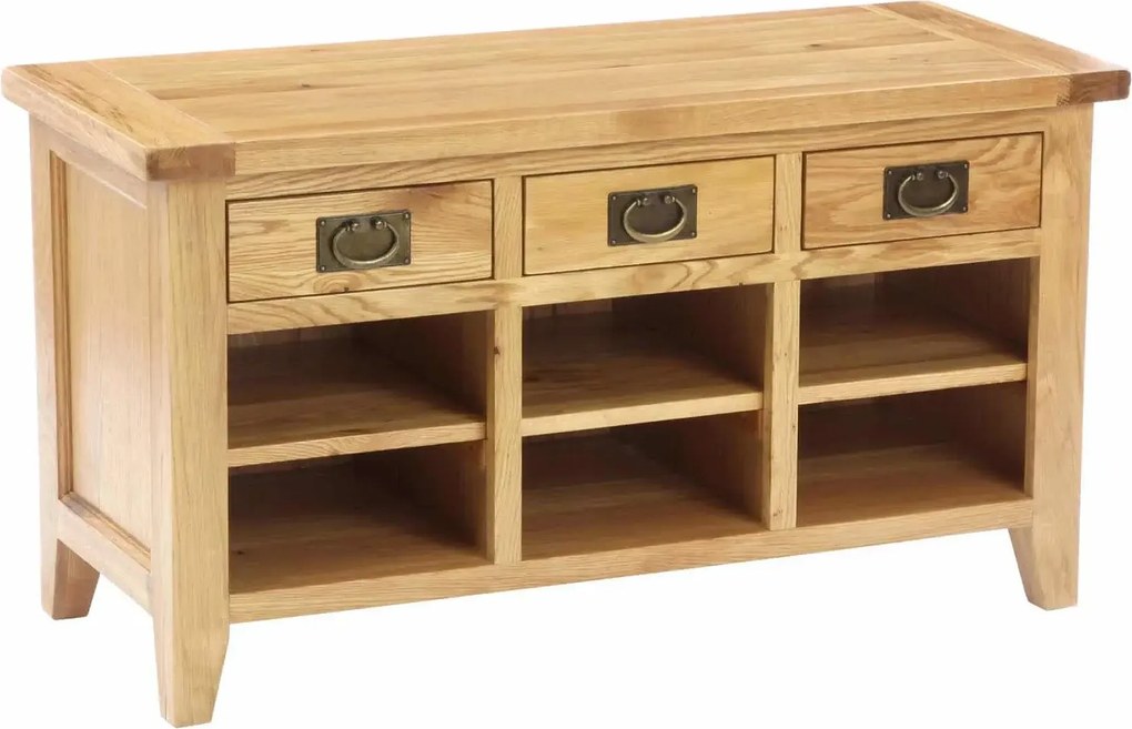 Botník na sedenie s policami a 3 zásuvkami, 110x40x55 cm