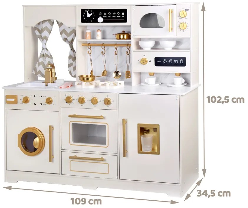 Veľká drevená kuchynská zostava v glamour štýle so zlatými doplnkami ZA5270