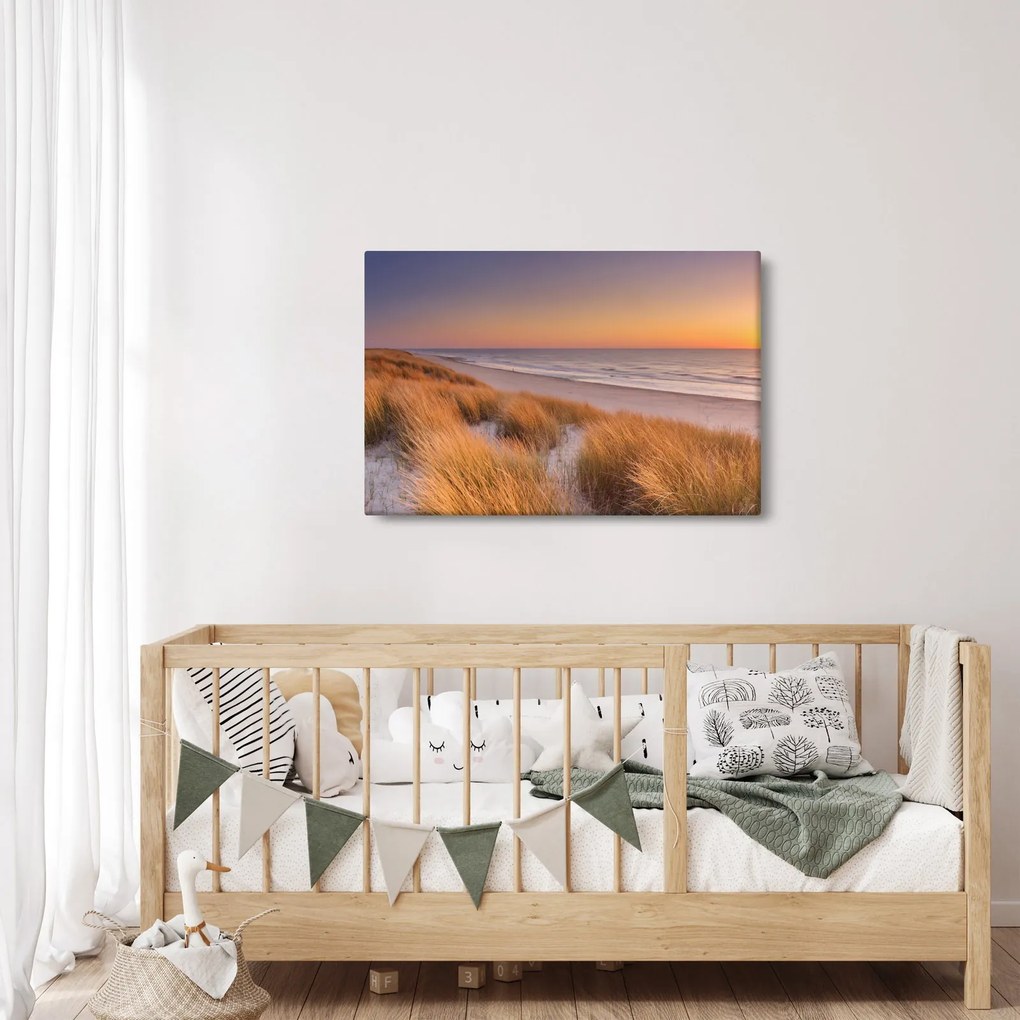 Obraz - Pláž pri západe slnka (90x60 cm)