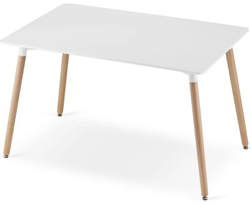 Jedálenský set 1 + 4, biely jedálenský stôl ADRIA 120x80 cm + krémová zamatová stolička LAVA