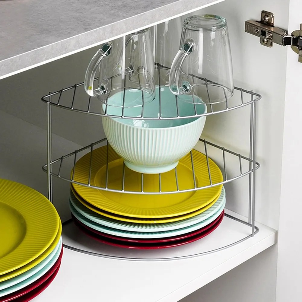 VILDE Prídavná polica, 3-poschodová, rohová, strieborný kov 23 x 23 x 21,5 cm