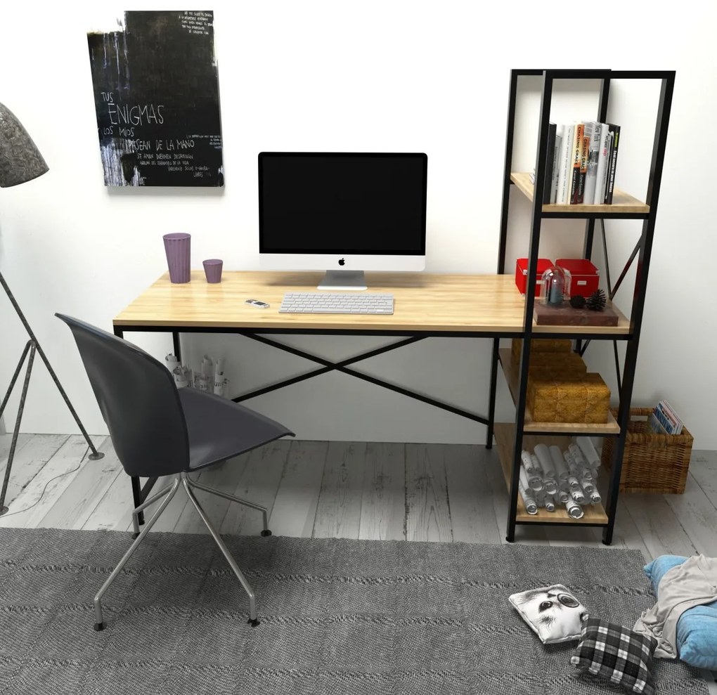 Písací stôl s regálom CENTILE dub sonoma